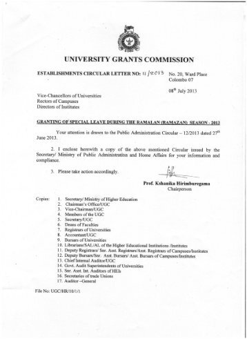 Est. Circular 11_2013.pdf - University Grants Commission - Sri Lanka