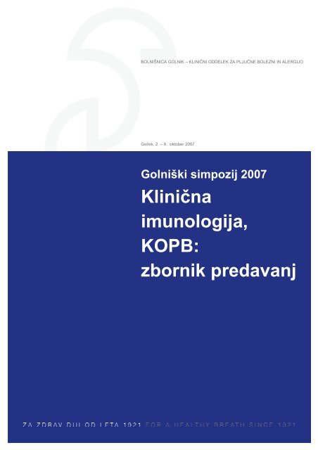 KliniÄ na imunologija, KOPB: zbornik predavanj - BolniÅ¡nica Golnik
