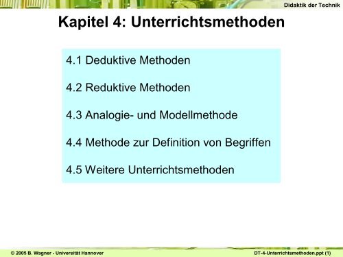 Kapitel 4: Unterrichtsmethoden - Zentrum fÃƒÂ¼r Didaktik der Technik