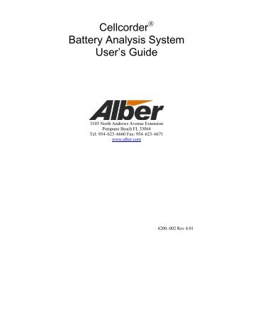 Cellcorder Battery Analysis System User's Guide - Alber