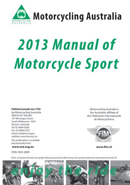 2013 Manual of Motorcycle Sport - Motorcycling Australia