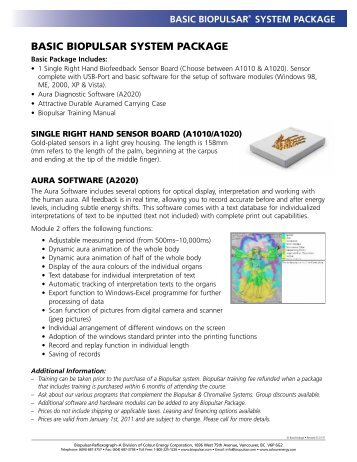 BASIC BIOPULSAR SYSTEM PACKAGE - Colour Energy