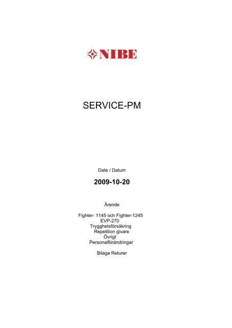 SERVICE-PM - Nibe