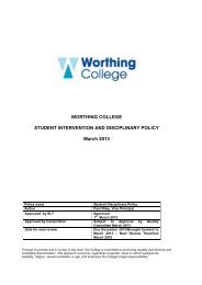Student Intervention and Disciplinary Policy - Worthing College