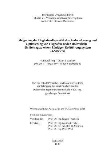 Steigerung der Flughafen-KapazitÃ¤t durch Modellierung ... - OPUS4