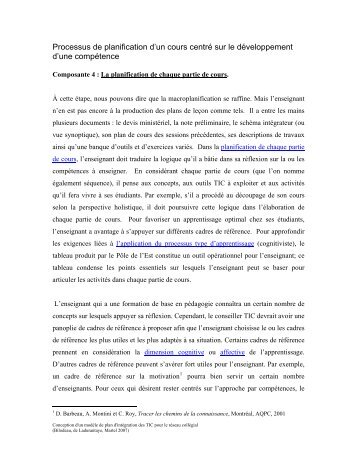 Planification des parties de cours - profweb .: le carrefour des ...