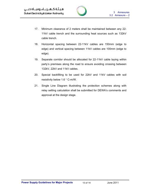 POWER SUPPLY GUIDELINES FOR MAJOR PROJECTS