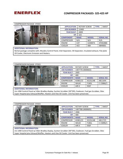 COMPRESSOR PACKAGES FOR SALE - Enerflex