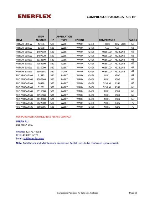 COMPRESSOR PACKAGES FOR SALE - Enerflex