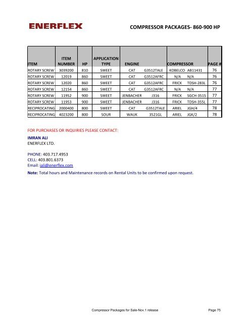 COMPRESSOR PACKAGES FOR SALE - Enerflex