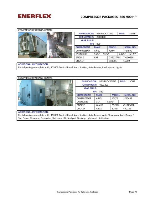 COMPRESSOR PACKAGES FOR SALE - Enerflex