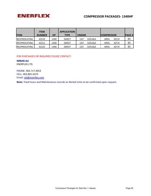 COMPRESSOR PACKAGES FOR SALE - Enerflex