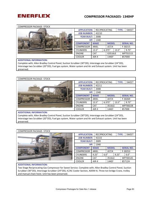 COMPRESSOR PACKAGES FOR SALE - Enerflex