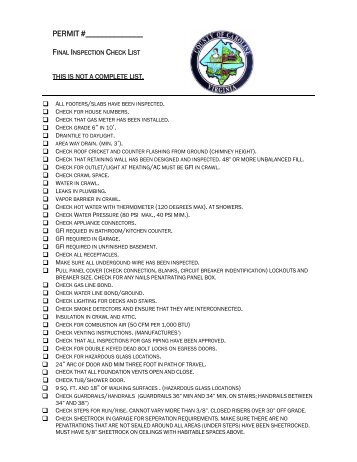 Final Inspection Checklist