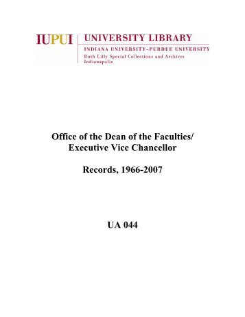 Office of the Dean of the Faculties - IUPUI University Library