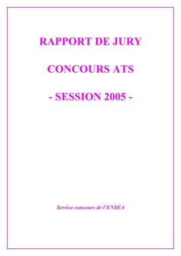 RAPPORT DE JURY - Concours ENSEA