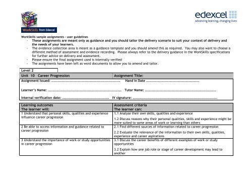 Level Progression Packet Example.pdf Unit 10 - Career progression level 2 final DL - Goffs School