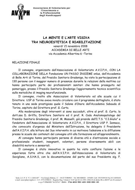 Associazione di Volontariato per - fondazione un passo insieme onlus