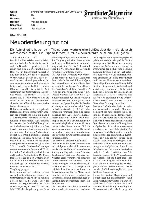 Neuorientierung tut not - Rudolf X. Ruter