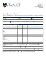 Physical Examination Report - Summit International School of Ministry