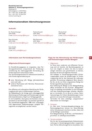 Informationsblatt Abrechnungswesen - Bundeskanzleramt Ãsterreich