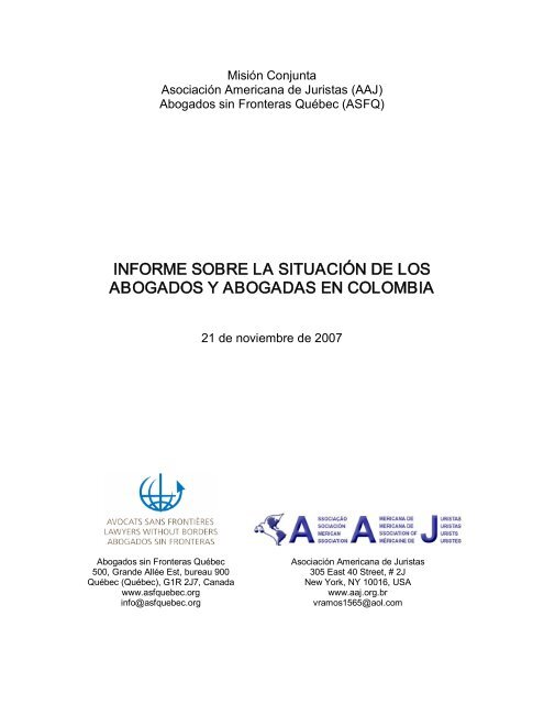 informe sobre la situaciÃ³n de los abogados y abogadas en colombia