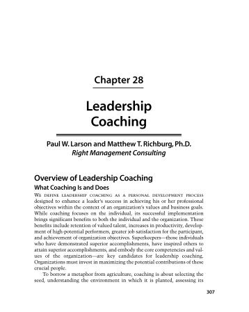 Overview of Leadership Coaching  - Right Management