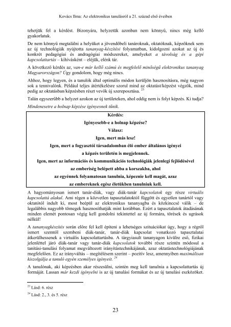 3. fejezet Az elektronikus tanulÃ¡s - OrszÃ¡gos SzÃ©chÃ©nyi KÃ¶nyvtÃ¡r