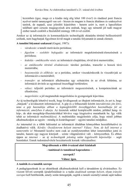 3. fejezet Az elektronikus tanulÃ¡s - OrszÃ¡gos SzÃ©chÃ©nyi KÃ¶nyvtÃ¡r