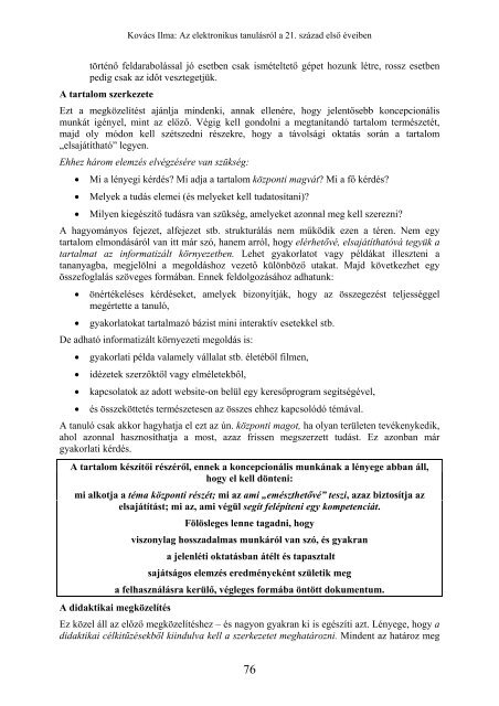 3. fejezet Az elektronikus tanulÃ¡s - OrszÃ¡gos SzÃ©chÃ©nyi KÃ¶nyvtÃ¡r