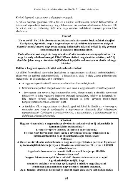 3. fejezet Az elektronikus tanulÃ¡s - OrszÃ¡gos SzÃ©chÃ©nyi KÃ¶nyvtÃ¡r