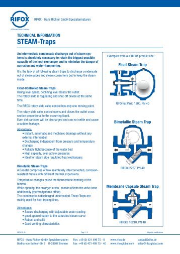 STEAM-Traps - Rifox-Hans Richter GmbH