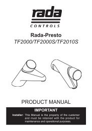 PRODUCT MANUAL Rada-Presto TF2000/TF2000S/TF2010S