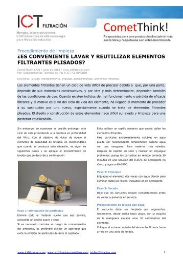 ¿es conveniente lavar y reutilizar elementos filtrantes plisados?