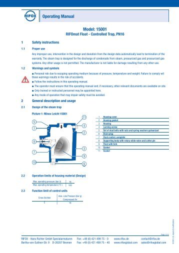 Model: 15001 Operating Manual - Rifox-Hans Richter GmbH