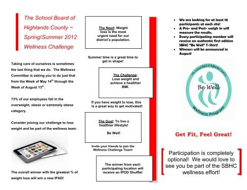 SBHC Spring / Summer Wellness Challenge - The School Board of ...
