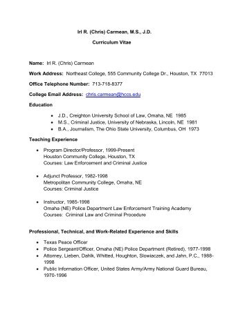 Curriculum Vitae - HCC Learning Web