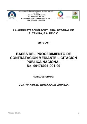 BASES DEL PROCEDIMIENTO DE CONTRATACION MEDIANTE ...