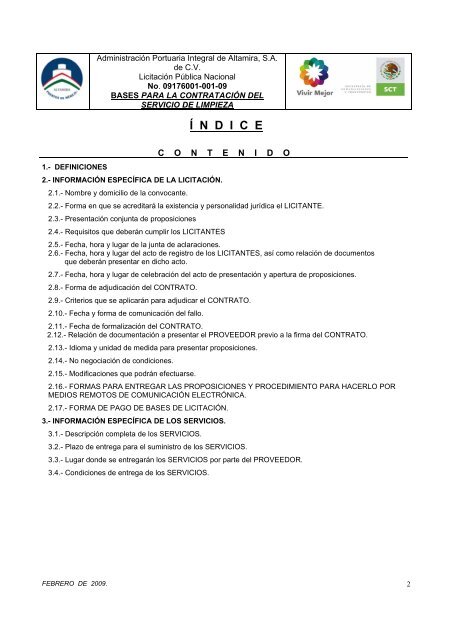 BASES DEL PROCEDIMIENTO DE CONTRATACION MEDIANTE ...