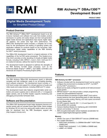 RMI Alchemy™ DBAu1300™ Development Board