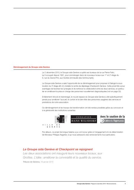 Rapport d'activitÃ©s 2010 - Groupe sida GenÃ¨ve