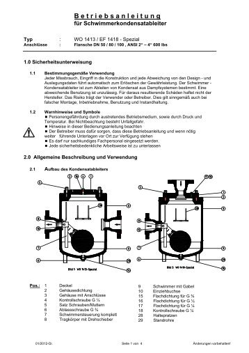 B e t r i e b s a n l e i t u n g K unde: - Rifox-Hans Richter GmbH