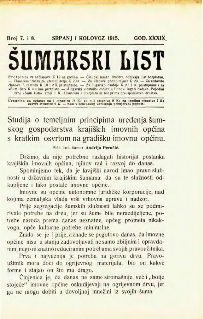 Å UMARSKI LIST 7-8/1915