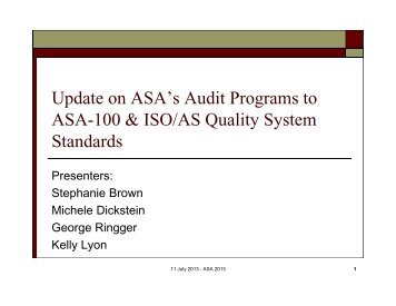 Update on ASA-100 and ISO/AS Quality Systems - Aviation ...