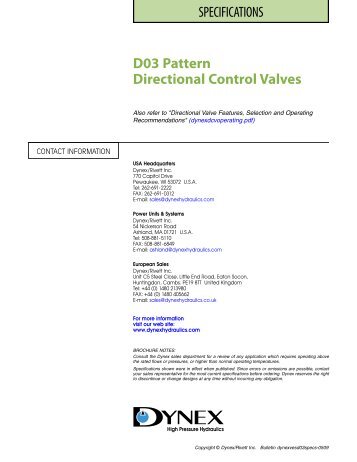 Dynex D03 Pattern Directional Control Valves - Royal Hydraulics