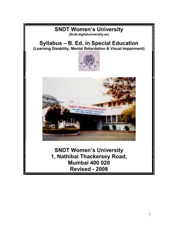 SNDT Women's University Syllabus â B. Ed. in Special Education ...