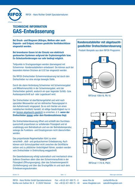 GAS-Entwässerung - Rifox-Hans Richter GmbH