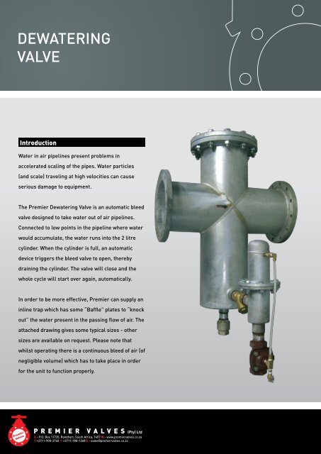 Dewatering valve - Premier Valves