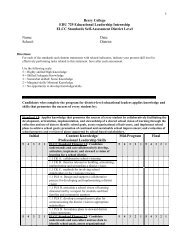 ELCC Standards Self-Assessment District Level - Berry College