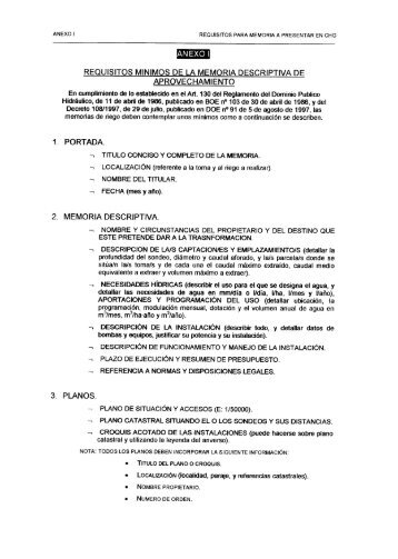 requisitos minimos de la memoria descriptiva de aprovechamiento